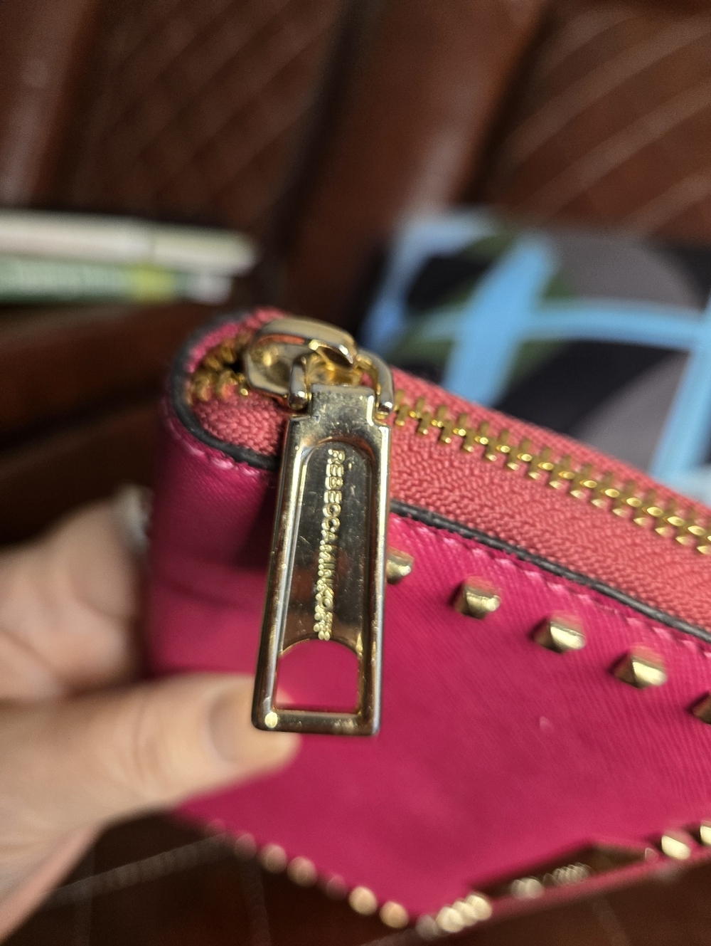 Rebecca Minkoff Hot Pink Studded Zip Wallet - Picture 5 of 5